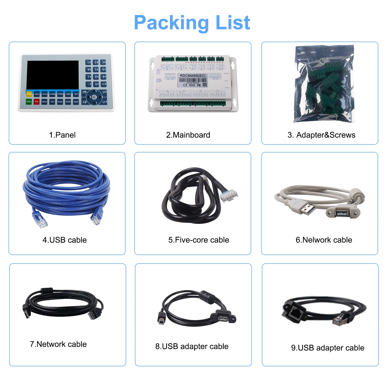 Laser DSP Control Board System CO2 Laser Machine Controller Ruida RDC8445G RDC6445 6445 CNC Cutting Display Panel Replace 6442G