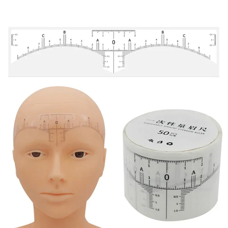 Wenkbrauw Liniaal Sticker Wegwerp Microblading Permanente Make-up Tatoeages Zelfklevende Eye Brow Stencil Liniaal Wenkbrauw Tool 1 Roll 50 stuks