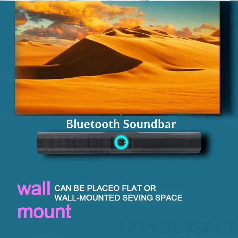 Barra De sonido De TV HIFI BS-20, Bocinas portátiles para exteriores, Bluetooth, inalámbrico, para cine en casa, centro De música, Caixa De Som montada en la pared, FM, RGB, TF