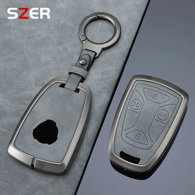 Metal Leather Car Key Case Holder Key Cover Keychain For SAAB Scania 540S GRS905 141 143 148 DC13 4X2 6X2R G P R S Series