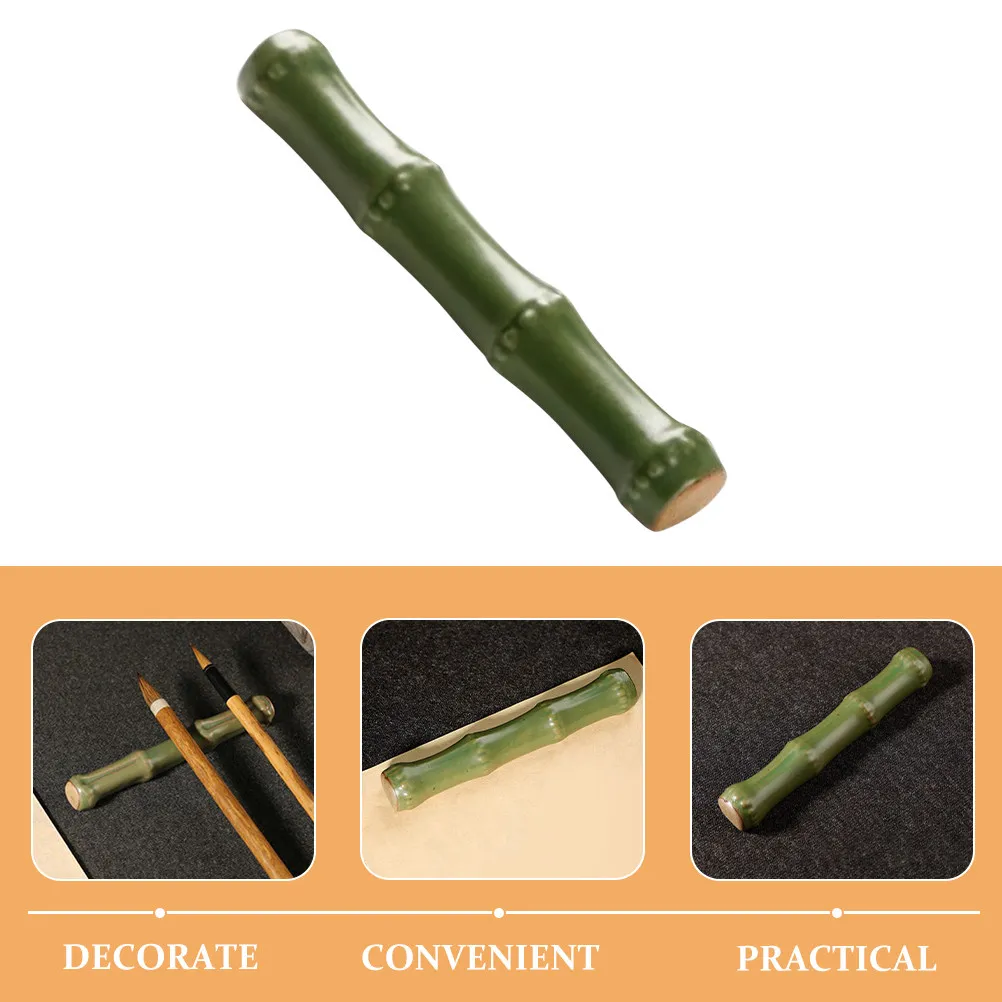 Chinese Style Ceramic Brush Pen Rest Calligraphy Holder Decorative Ink Brush Stand for Office Study Paper Weights for Desks