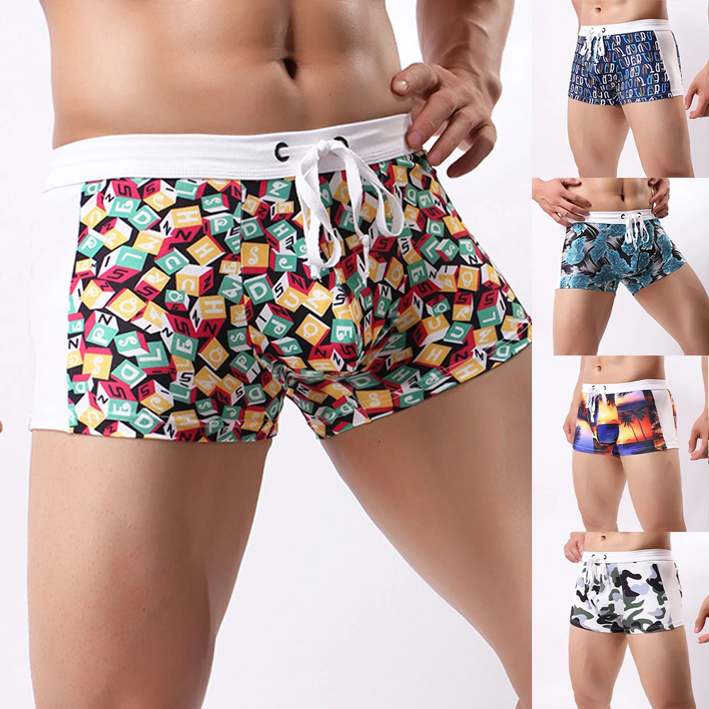 شورت سباحة مريح للرجال للاستحمام، ملابس سباحة للرجال، علامة تجارية جديدة، موضوع كلاسيكي، خصر برباط، نمط زاوية مسطحة #6