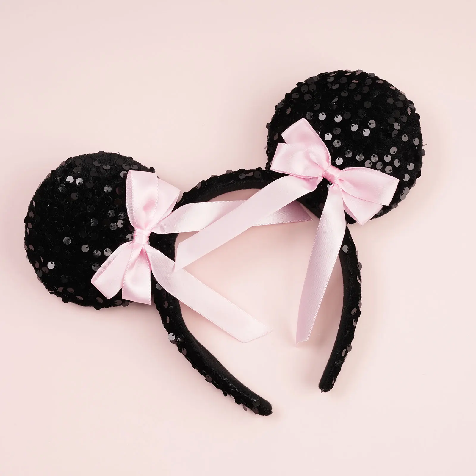 Pailletten-Mausohren-Stirnband für Frauen, Feiertagsparty, Mädchen-Kopfschmuck, Schleifen, Ohren-Kostüm-Stirnband, Cosplay, Plüsch, Geschenke für Erwachsene/Kinder – Detail 6