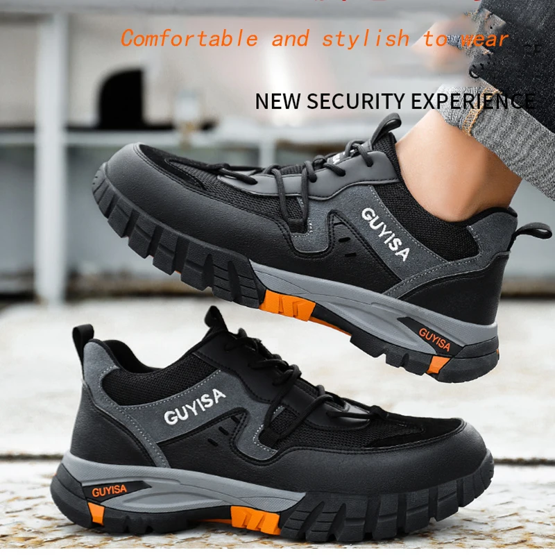 Men's Steel Toe Cap Work Sports Shoes Anti Impact Lightweight Not Easily Damaged Safety Shoes