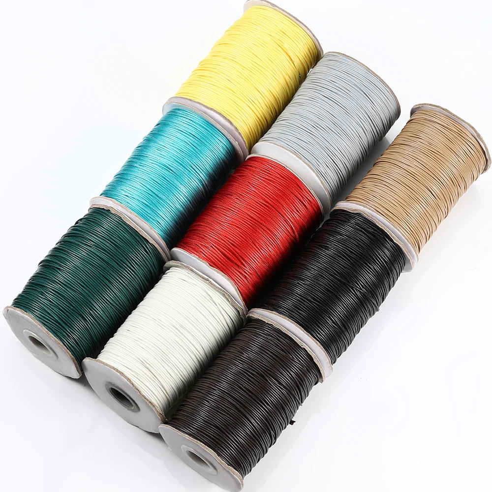10 Yard 1mm 1.5mm Black Leather Cord Waxed Cotton Thread Strings Necklace Bracelets Rope