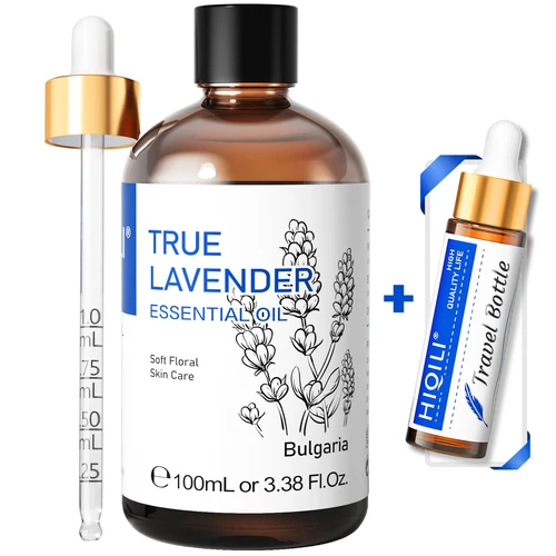 Imagen 1 del producto HIQILI 100% aceite esencial de lavanda pura 100ML aceite difusor de aromaterapia para el sueño relajación difusor masaje cuidado de la piel