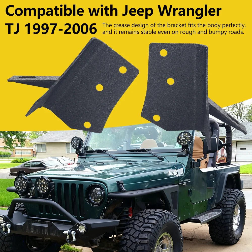 A-pillar LED Work Light Brackets Mounting for Jeep Wrangler TJ 1997 1998 1999 2000 2001 2002 2003 2004 2005 2006