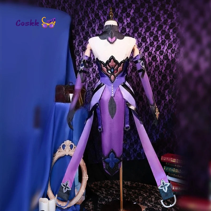 Honkai Star Rail Black Swan Cosplay Costume Wig Purple Dress Uniform Headwear Garden of Recollection Halloween Party for Women view 3