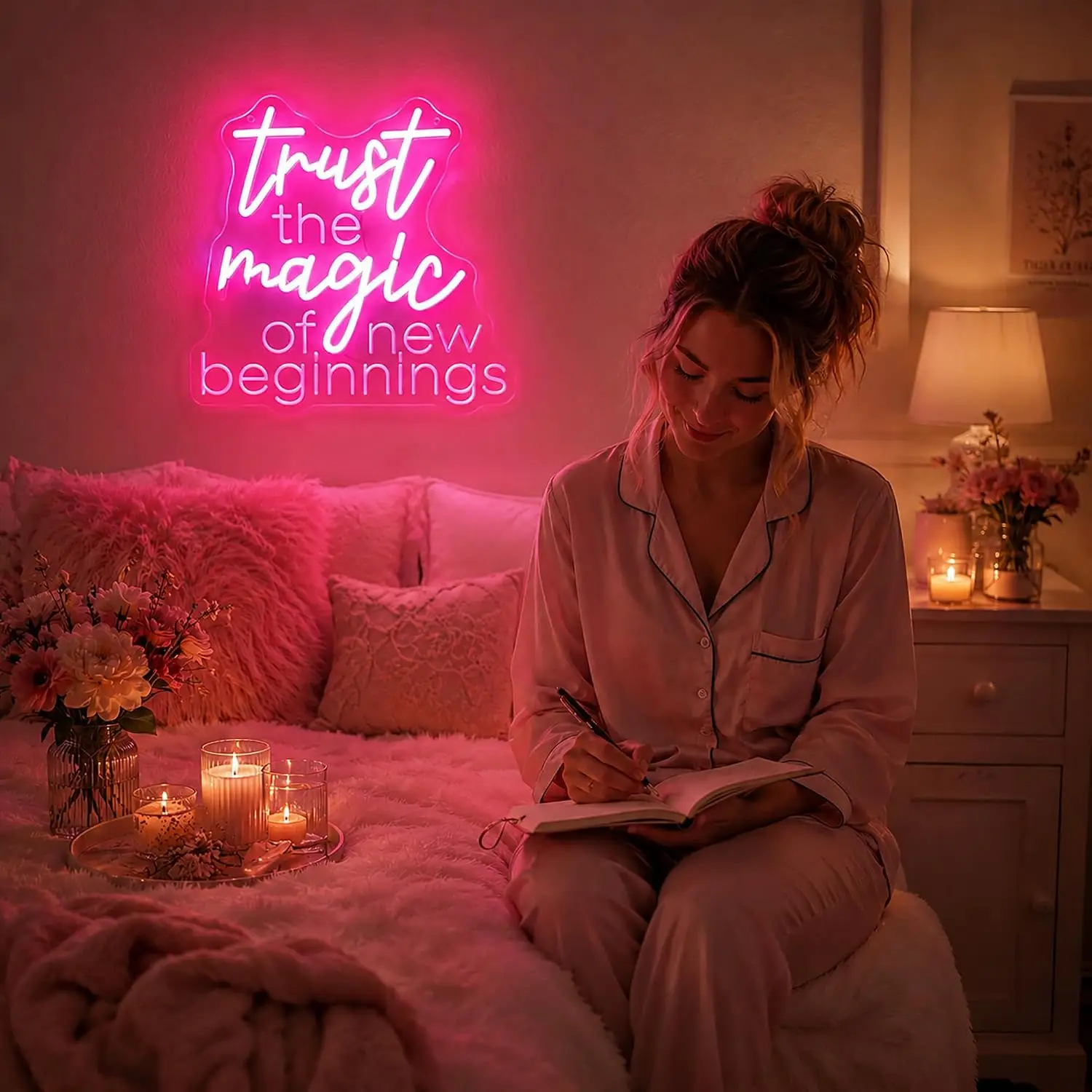 Trust The Magic Of New Beginnings Neon Sign USB LED Neon Light for Bedroom Salon Office Wall Art Decoration Gift Night Light - view 2