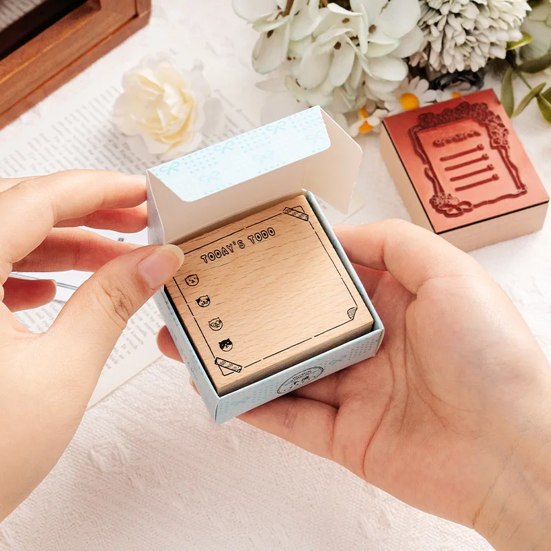 ختم تقويم خشبي قديم خفيف، تقويم أسبوعي شهري على شكل قطة سوبرمان، ختم طباعة مواد ديكور ذاتية الصنع، ختم متنوع