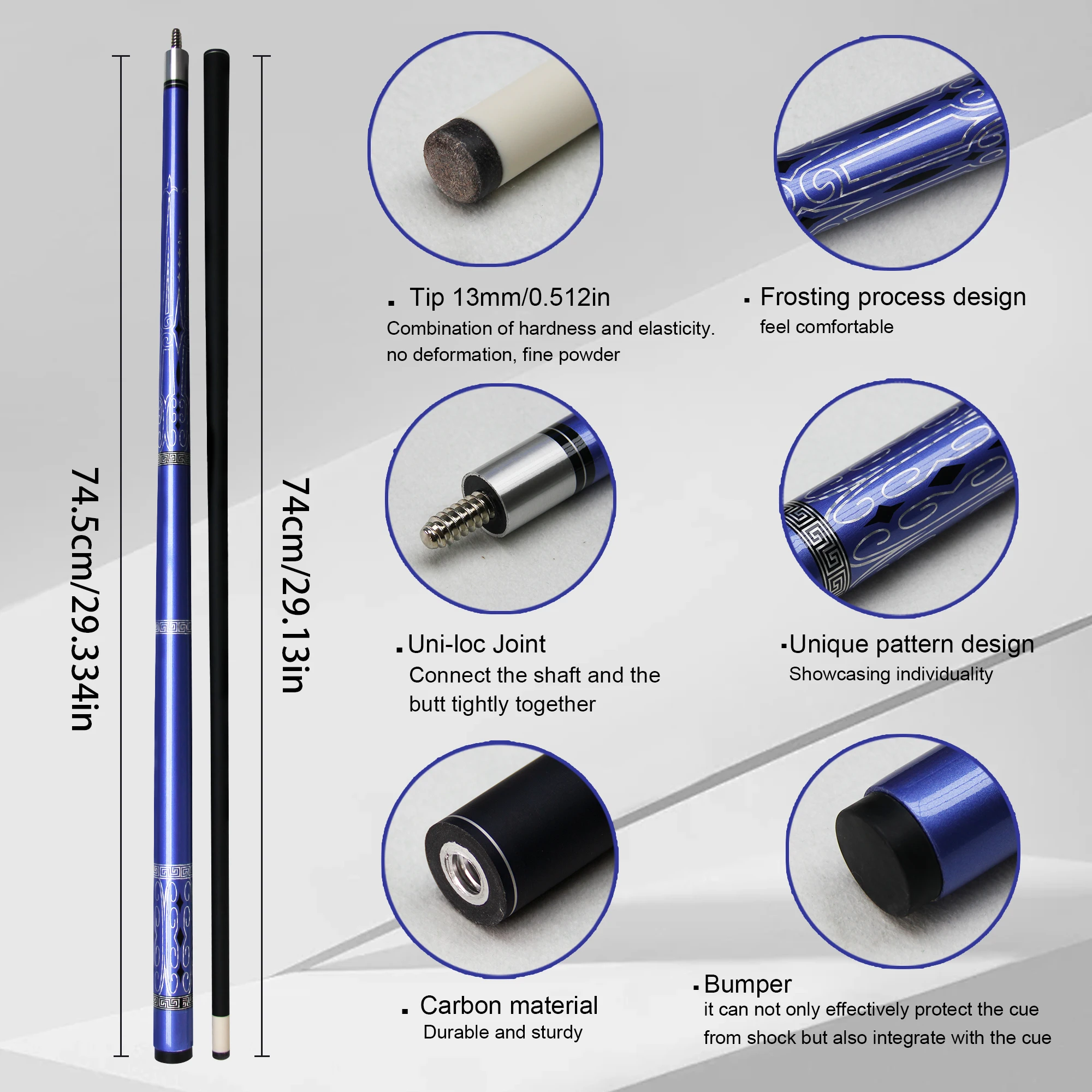 

Cue Stick Pool 13mm Glass Fiber Billiard Cue, Stainless Steel Joint & Multi-Layer Tip for Snooker/9-Ball, taco de billar