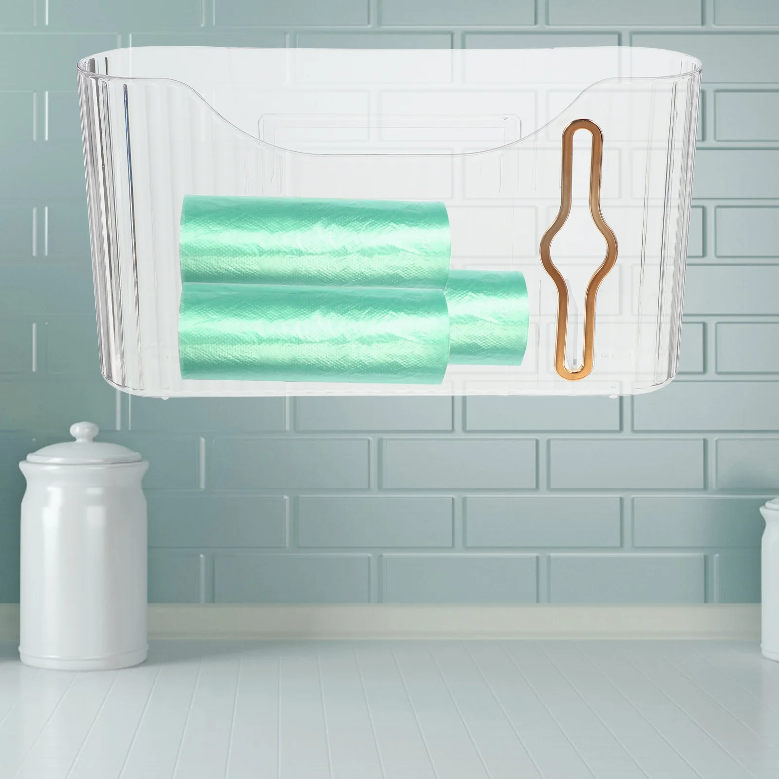 

Plastic Organizer Reusable Waste Holder Grocery Collector Transparent Trash Bag Storage Container Wall Mounted Waste Bag