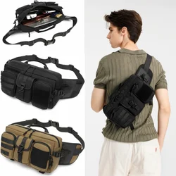 Men's Tactical Waist Bag Outdoor Hiking Waterproof Crossbody Bag Sports Multifunctional Large Capacity Waist Bag Messenger Bag