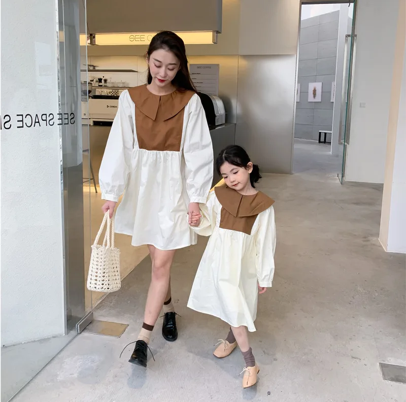 Same Mother and Daughter Dress Korean Children's Clothing 2023 Spring Women's Dresses  Mommy and Baby Girl Matching Clothes