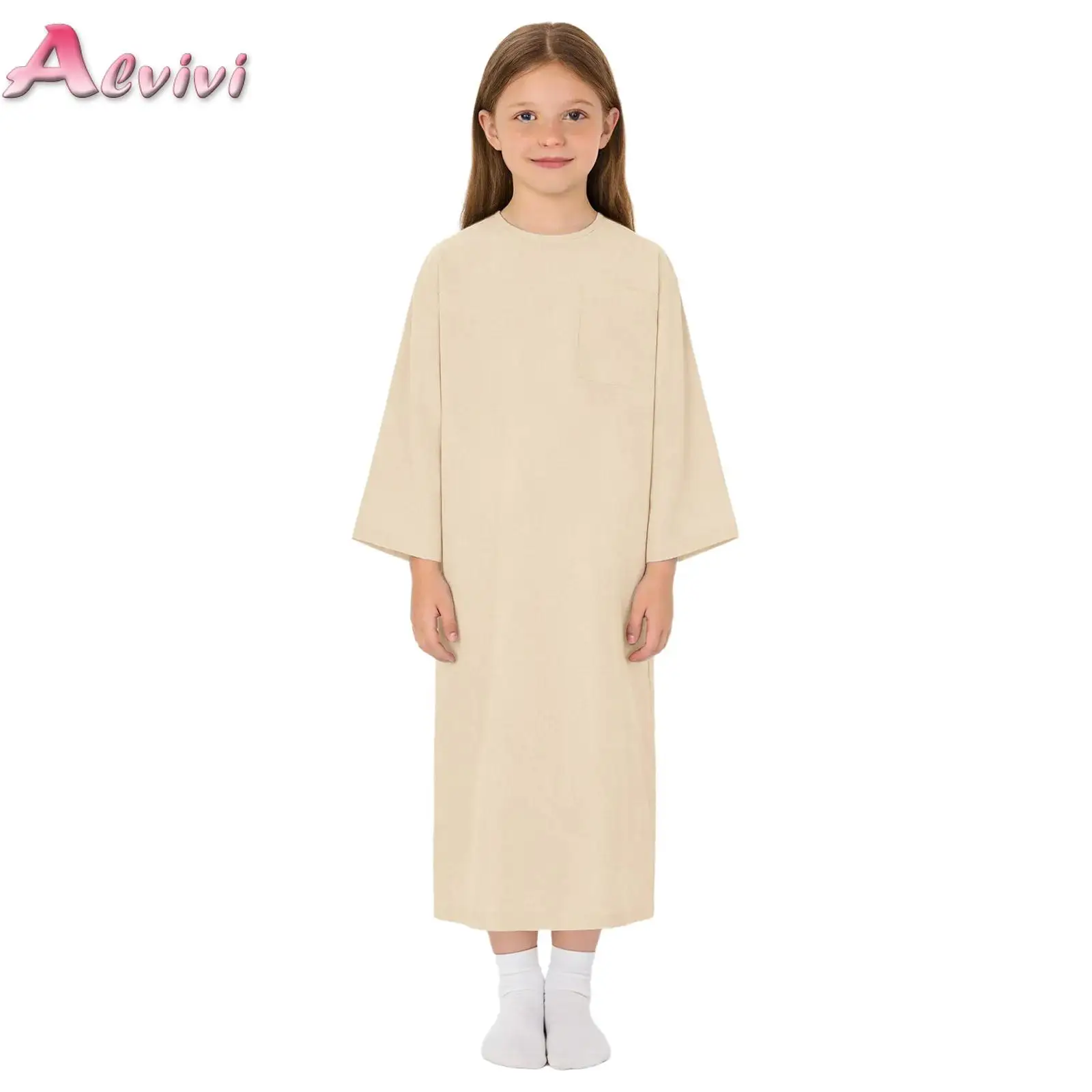 

Boys Girls Long Sleeve Back Split Hook-and-Loop Fastener Pediatric Medical Patient Nursing Gown Special Needs Adaptive Clothing