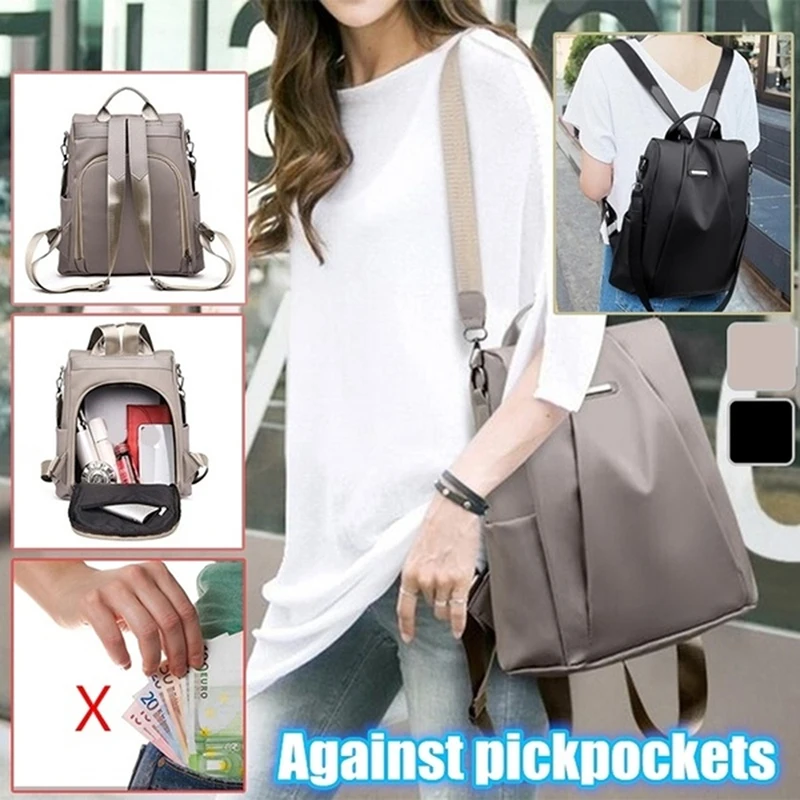 2024 Hot Women\'s Backpack Casual Nylon Solid Color School Bag Fashion Detachable Shoulder Strap