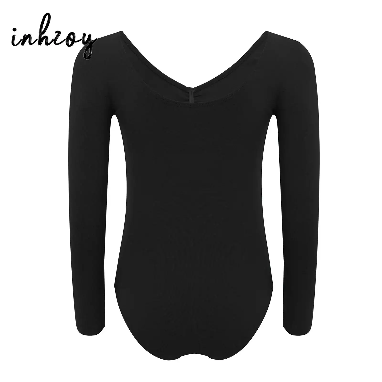 

Детский гимнастический купальник для девочек с V-образным вырезом, длинными рукавами, пуговицами и рюшами для фигурного катания и танцев