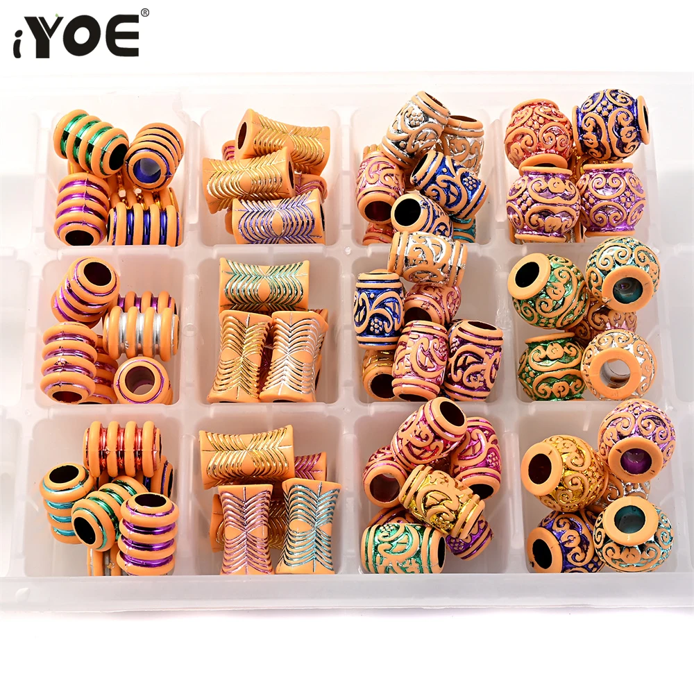 iYOE 5-50pcs 26 Styles Mix Vintage Acrylic Spacer Beads Geometric Tube Beads For Jewelry Making Bracelet Necklace DIY Craft