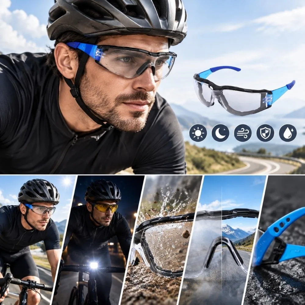 2pcs Windproof Anti Fog Motorcycle Goggles Scratch Resistant Impact Resistant Safety Glasses Protective Eyewear Outdoor Sports