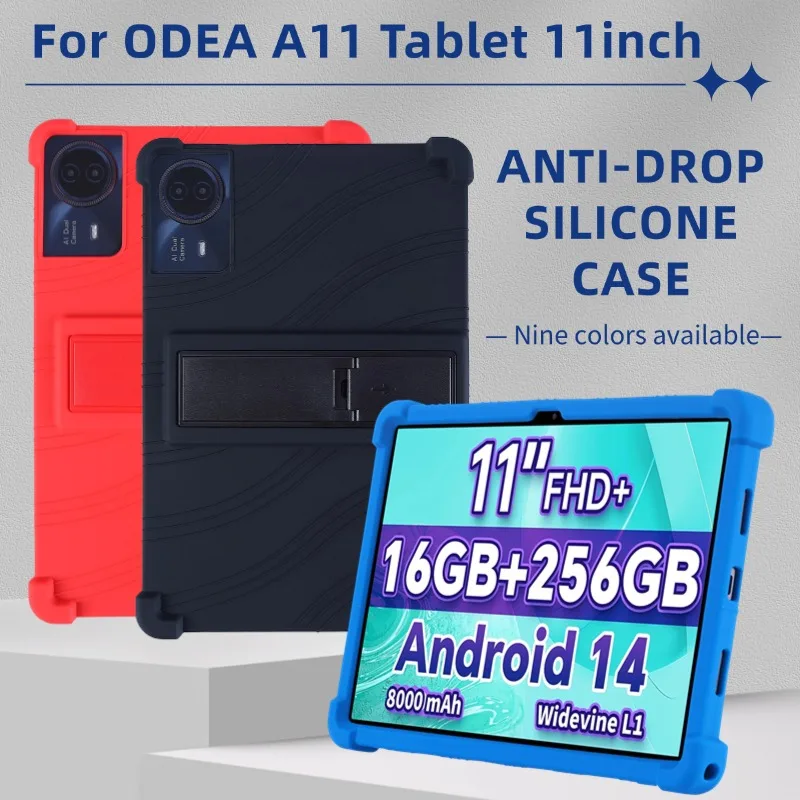 For ODEA A11 Tablet 11inch Case Tablet Android 14 Shockproof Cover Soft Silicon Stand Protective Shell