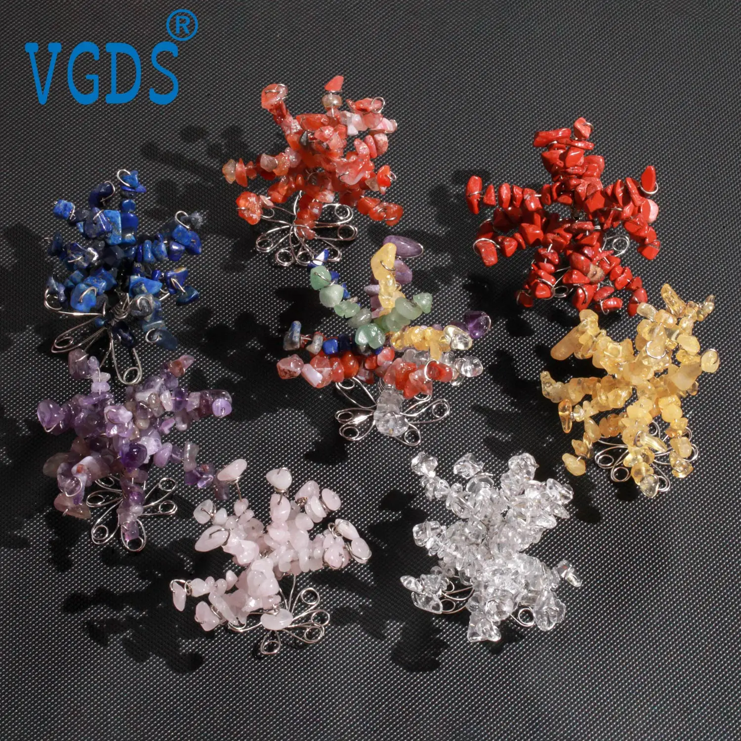 VGDS Natural Crystal Energy Stone Life Tree Office Home Desktop Decoration Seven Color Chakras Gift Crystal Tree Healing Crystal