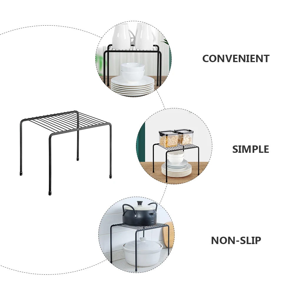

Iron Wire Double Layer Iron Wire St Spice Rack Black Metal Desktop ganizer Storage Shelf Home Decor Non Slip Pad Design