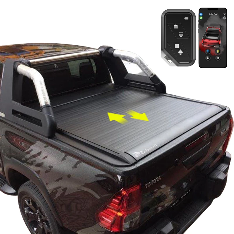 

Zolionwil Electric Pick up Truck Bed Cover with Remote Waterproof Tonneau Cover for TOYOTA HILUX REVO