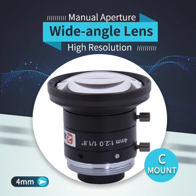 Obiektyw makro 4 mm do kamery wizyjnej 1/1.8 cala 5MP z ręczną przysłoną F2.0, mocowanie C, niskie zniekształcenia, do kamery FA IMX 178 CMOS