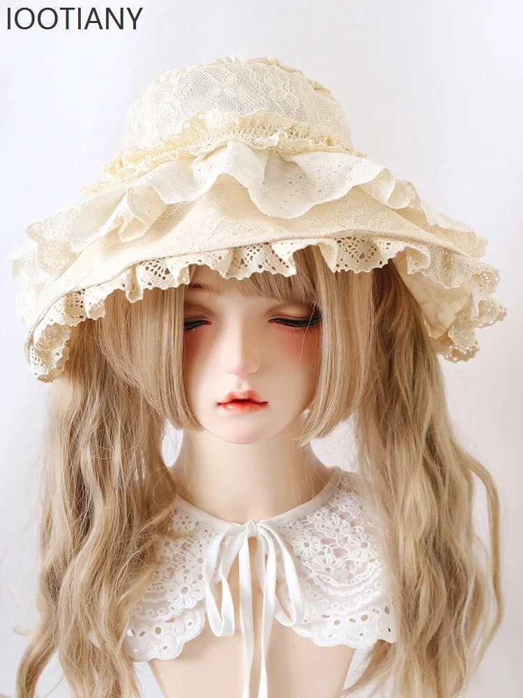 Halloween Cute Sweet Ladies Lolita Gorgeous Lace Hat Sun Hat Masquerade Party Stage Catwalk Performance Accessories Props 2025