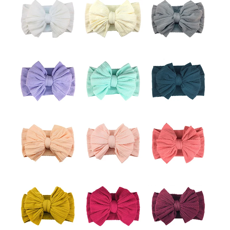 

Hair Accessories Girls Solid Color Baby Headband Bow Children Hair Band Elastic Nylon Newborn Headbands Soft Turban Headwrap