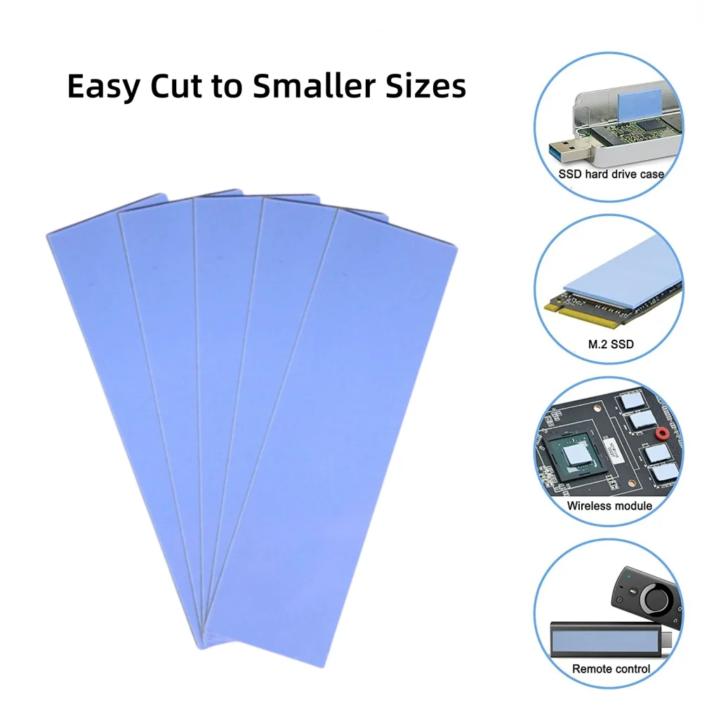 Soft Silicone Thermal Pads for M.2 2280 SSD NVMe Heatsinks, CPU, GPU & LED Cooling,70*20mm Multiple Combinations Easy Apply