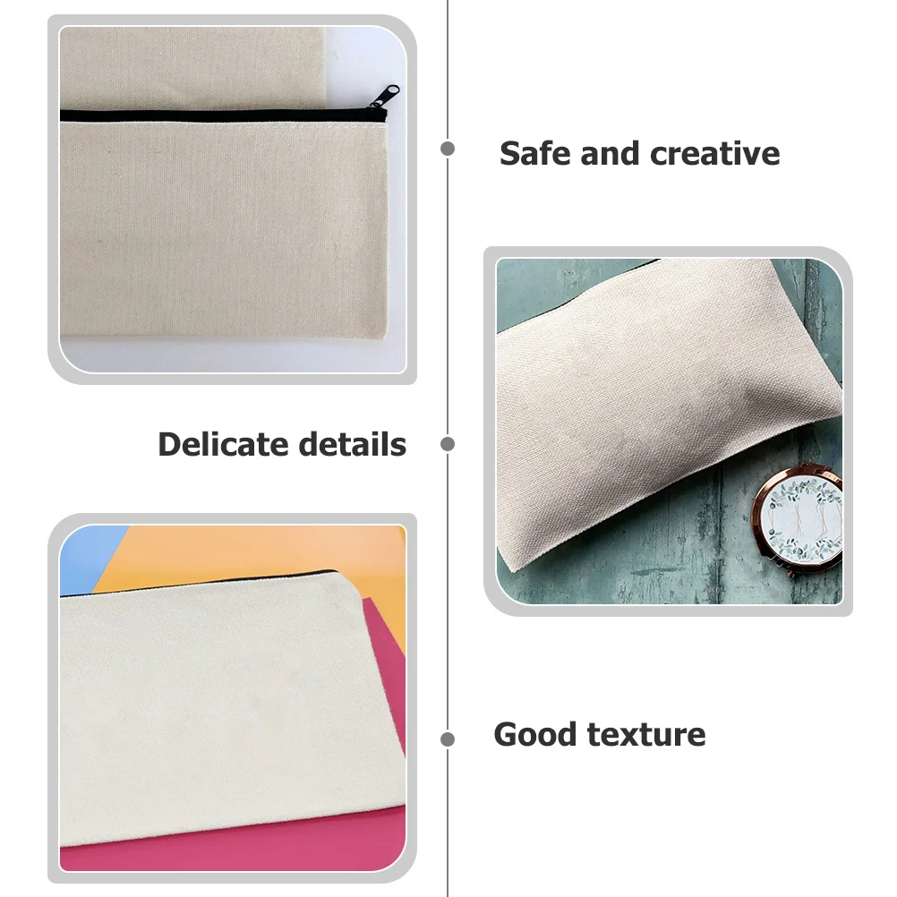 

6Pcs Doodle Pencil Bag Premium Canvas Zipper Pouch Large Capacity Stationery Storage for School Office Supplies Multi-Function