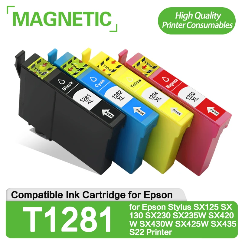 

8pcs T1281 Compatible ink cartridge Full Ink for EPSON Stylus SX125 SX130 SX230 SX235W SX420W SX430W SX425W SX435 S22 Printer