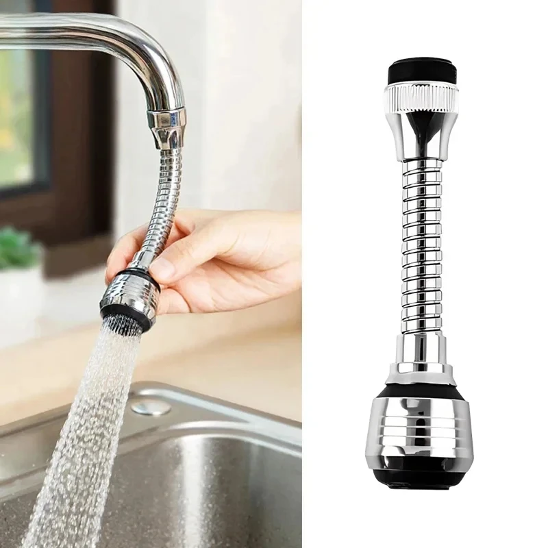 Kitchen Stainless Steel Faucet Sprinkler Water-saving Device Lengthening Rotating Splash Proof Sprinkler Spray Extender Bubbler