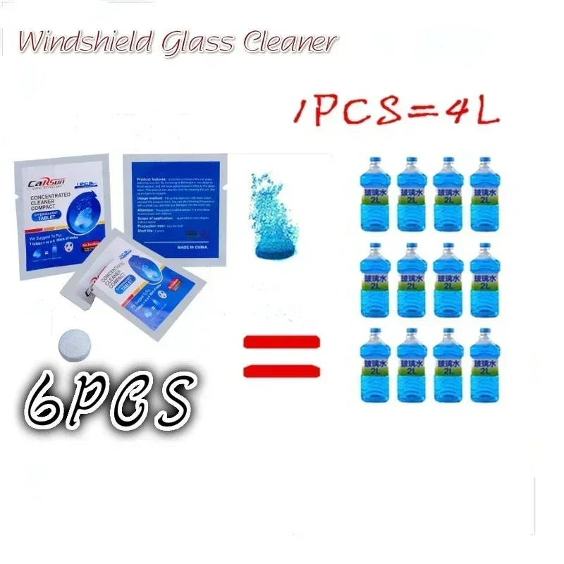 New 6Pcs Car Solid Wiper Refill (1Pc=4L Water) Auto Windshield Glass Cleaner Window Cleaning Tablet Cars Auto Parts