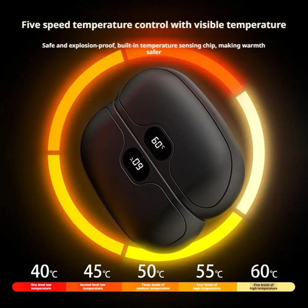 

Outdoor High-Capacity Magnetic Split-Type Electric Hand Warmer 2-in-1,Digital Temperature Display Portable Heater Detachable
