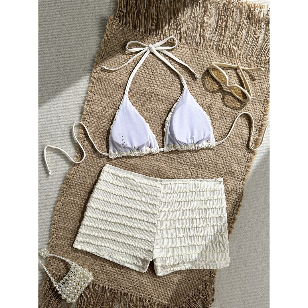Pailletten-Sternfisch-Neckholder-Bikini mit hoher Taille, Damen-Badeanzug, zweiteiliges Bikini-Set, Badebekleidung, Badeanzug, Schwimmanzug V8215 – Detail 3