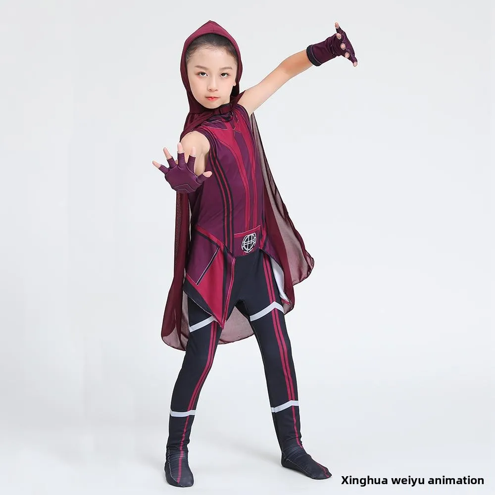 Costume de super-héros pour fille de sorcière rouge, vêtements de Cosplay pour enfants, loween Role-plang, Dr traditionnel chinois