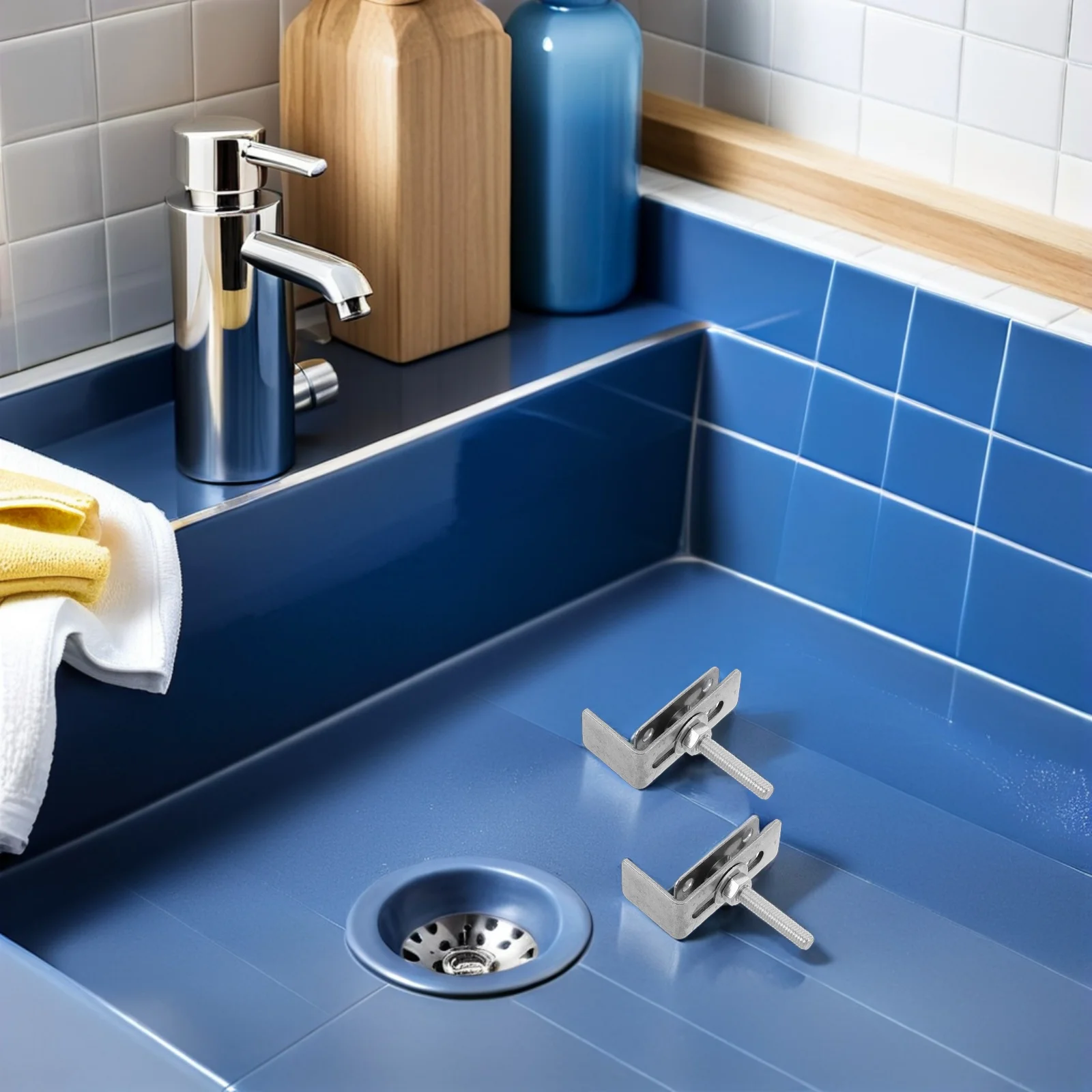 

4Pcs Undermount Sink Bracket Kit Heavy Duty Stainless Steel Clips for Kitchen Bathroom Countertop Basin Installation Repair