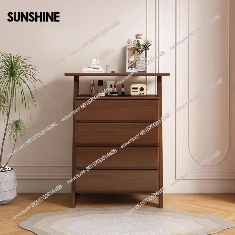 FG solid wood modern simple bedroom storage cabinet log wind living room storage drawer cabinet new