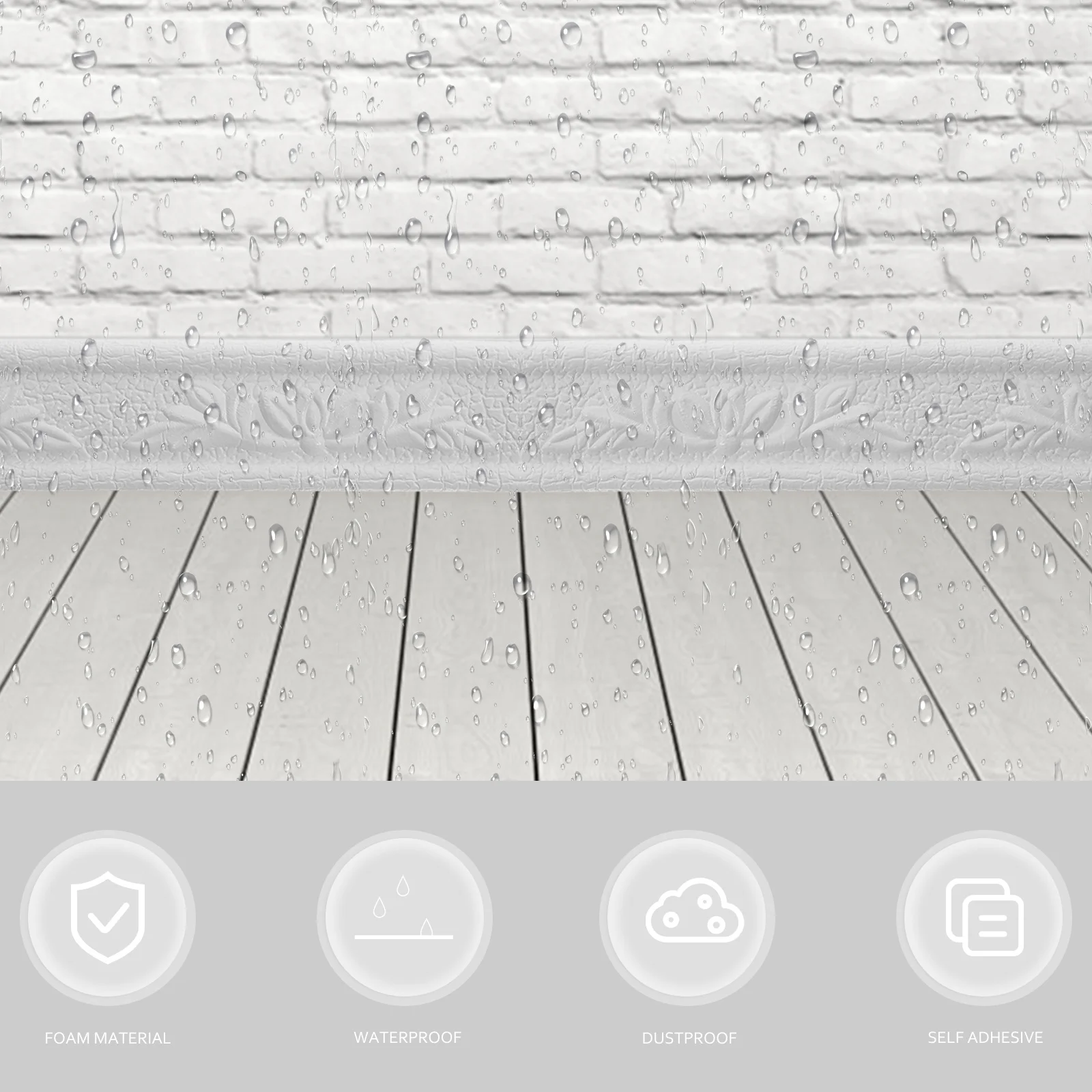 

2 Roll Self Adhesive Wallpaper Border White Embossed Wall Trim for Tiles Edging Strip Molding Ceiling Line Decor