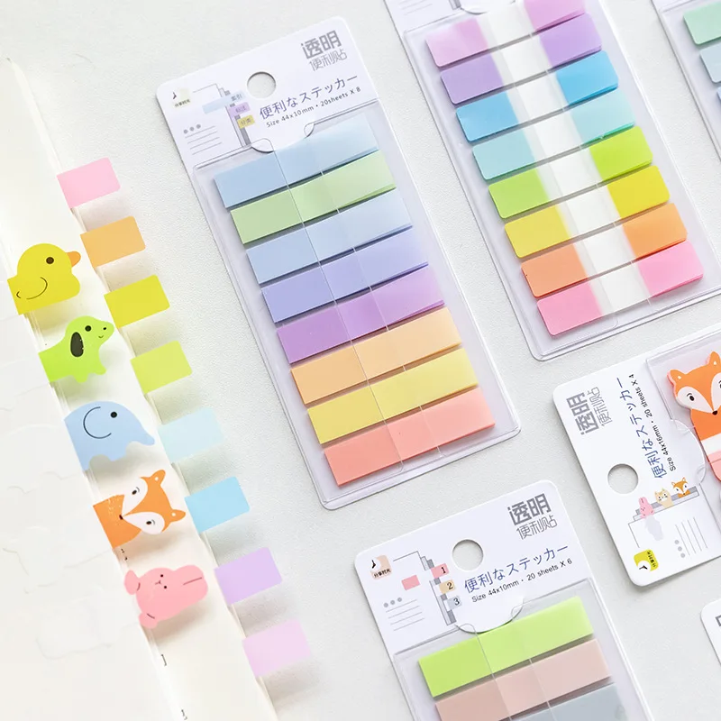 1pcs Drawer Type Index Stickers Translucent Color Cute Animal Sticky Notes and Memo Pad Self Adhesive Waterproof A7088