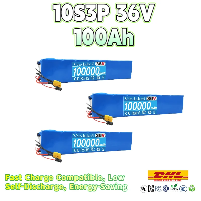 

10S3P 36V 100Ah 18650 Rechargeable Lithium Battery Pack 1000W Power Modified Bicycle electric scooter Vehicle with BMS