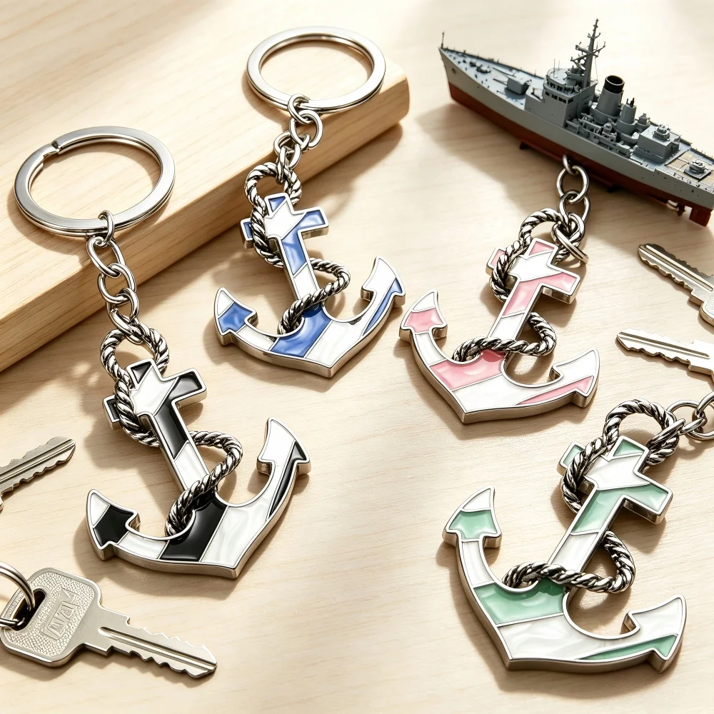 Charm Retro Metal Ship Anchor Keychain Bag Hanging Adventure Shipr Pirate Keyring  Badge Car Key Trendy Personalization Gifts