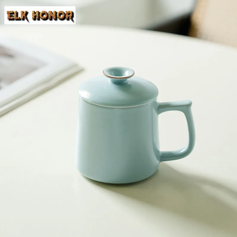 

330 мл фарфоровая кофейная кружка Azure Ru Kiln, пара чашек с ручкой, кружка для послеобеденного чая, кружка для мастера, офисная чашка для воды, посуда для напитков, украшение