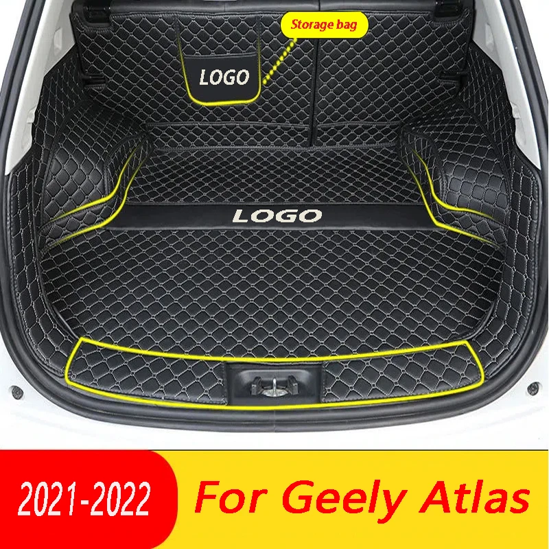 

For Geely Atlas 2021 2022 Car trunk mat Waterproof scratch-resistant Auto Interior Accessories Leather Styling