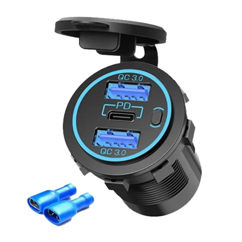 شاحن سيارة QC3.0 ذو 3 منافذ مع مفتاح طاقة، محطة شحن متعددة الوظائف من أمازون رائجة البيع، حماية IC الذكية للأمان #5