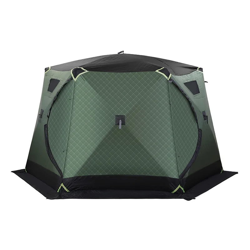

3.5m Ice Fishing Tent, Thickened Thermal Cotton Tent in Winter, Hexagonal Camping with Chimney Mouth Firewood Warm Ball Tent