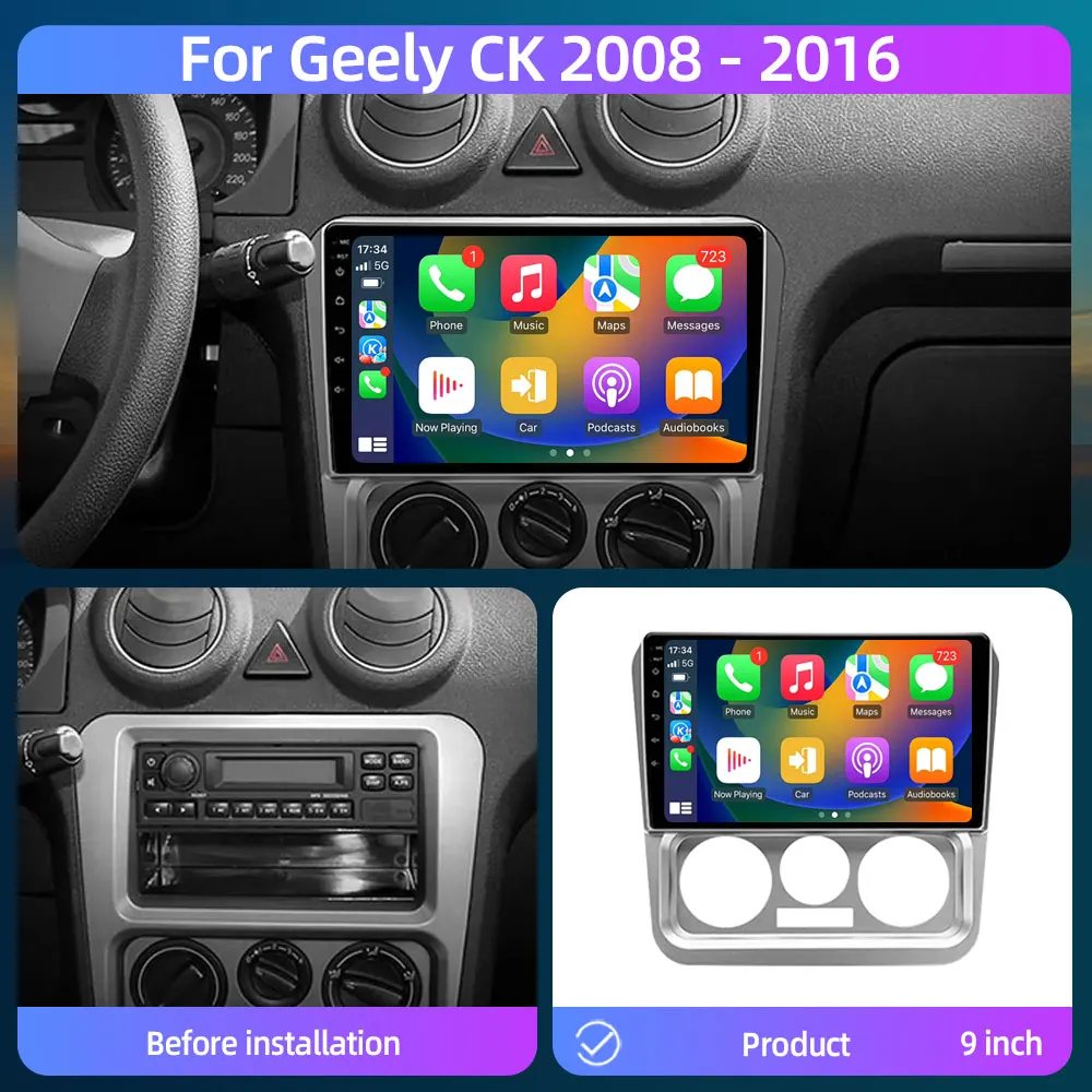 Jundof-Radio con GPS para coche, reproductor Multimedia con Android, CarPlay, Navi, 4G, estéreo, voz IA, para Geely CK 2008 - 2016