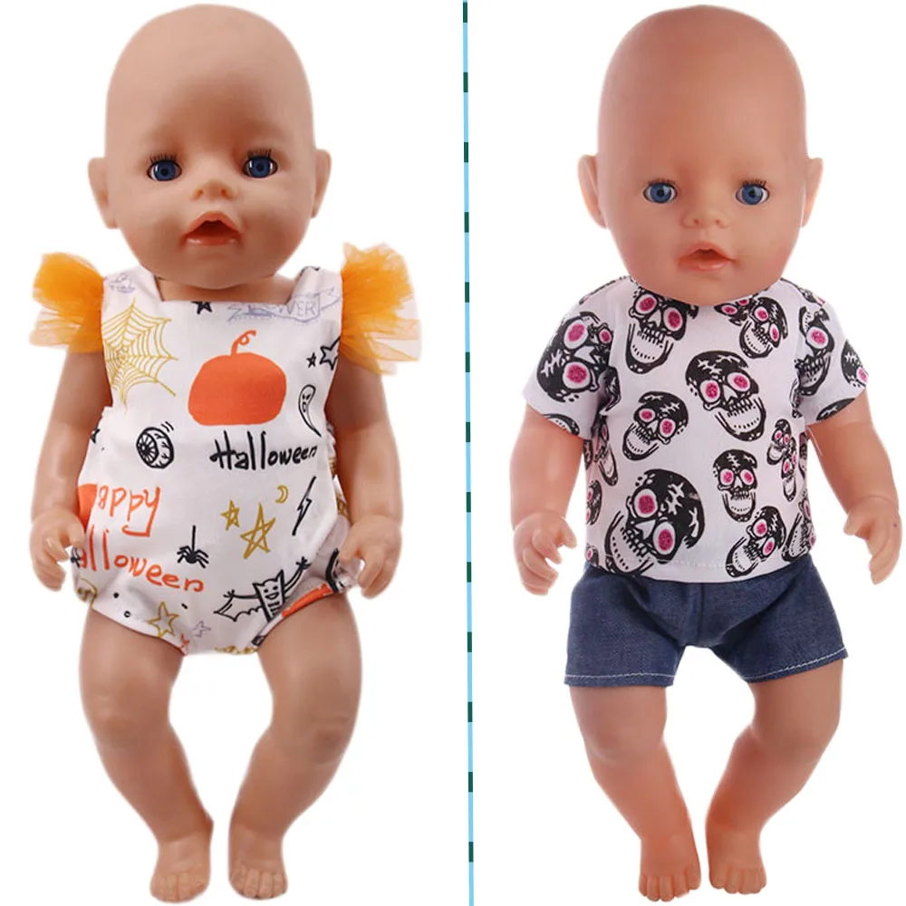 Christmas Style Doll Clothes Pumpkin Shaped Jumpsuit Cute Skirt For 18Inch American&43CM Baby Doll,Christmas Gifts Toys Kid
